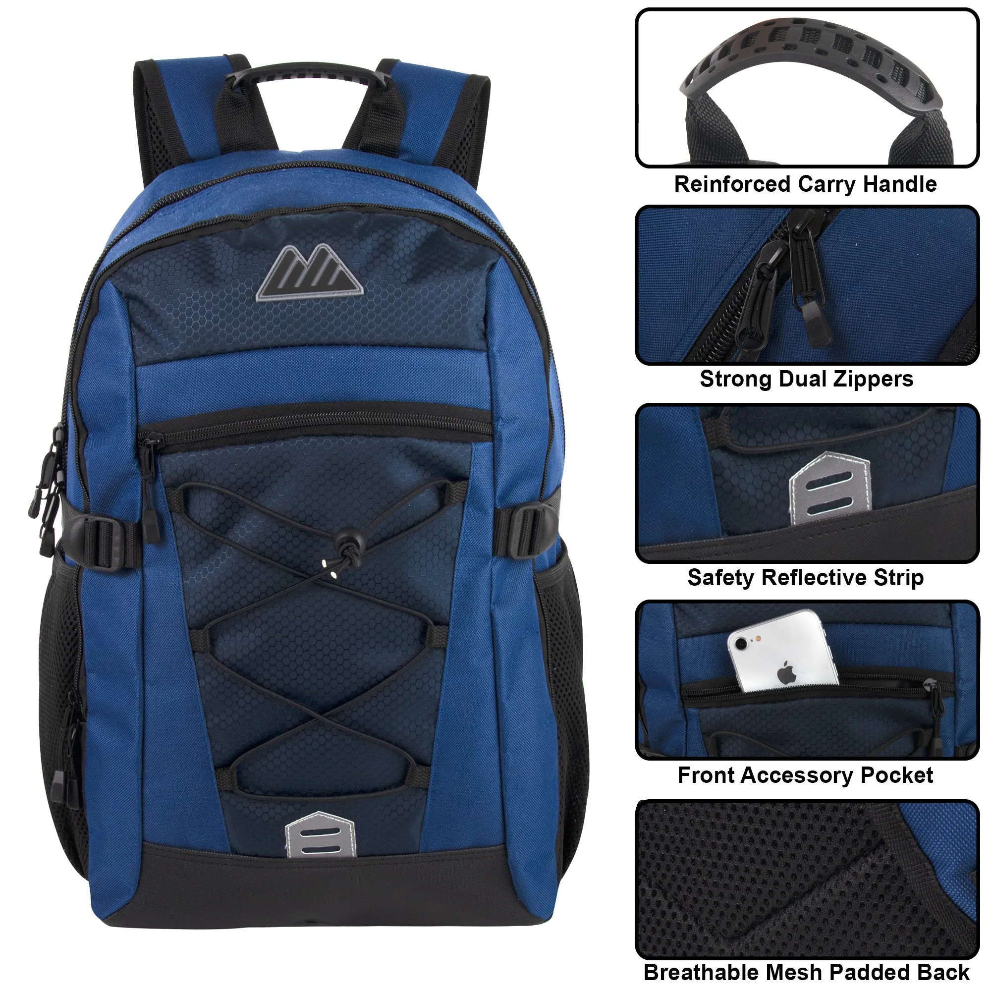 Wholesale 48cm Bungee Backpack 32L Capacity With Laptop Sleeve - Navy