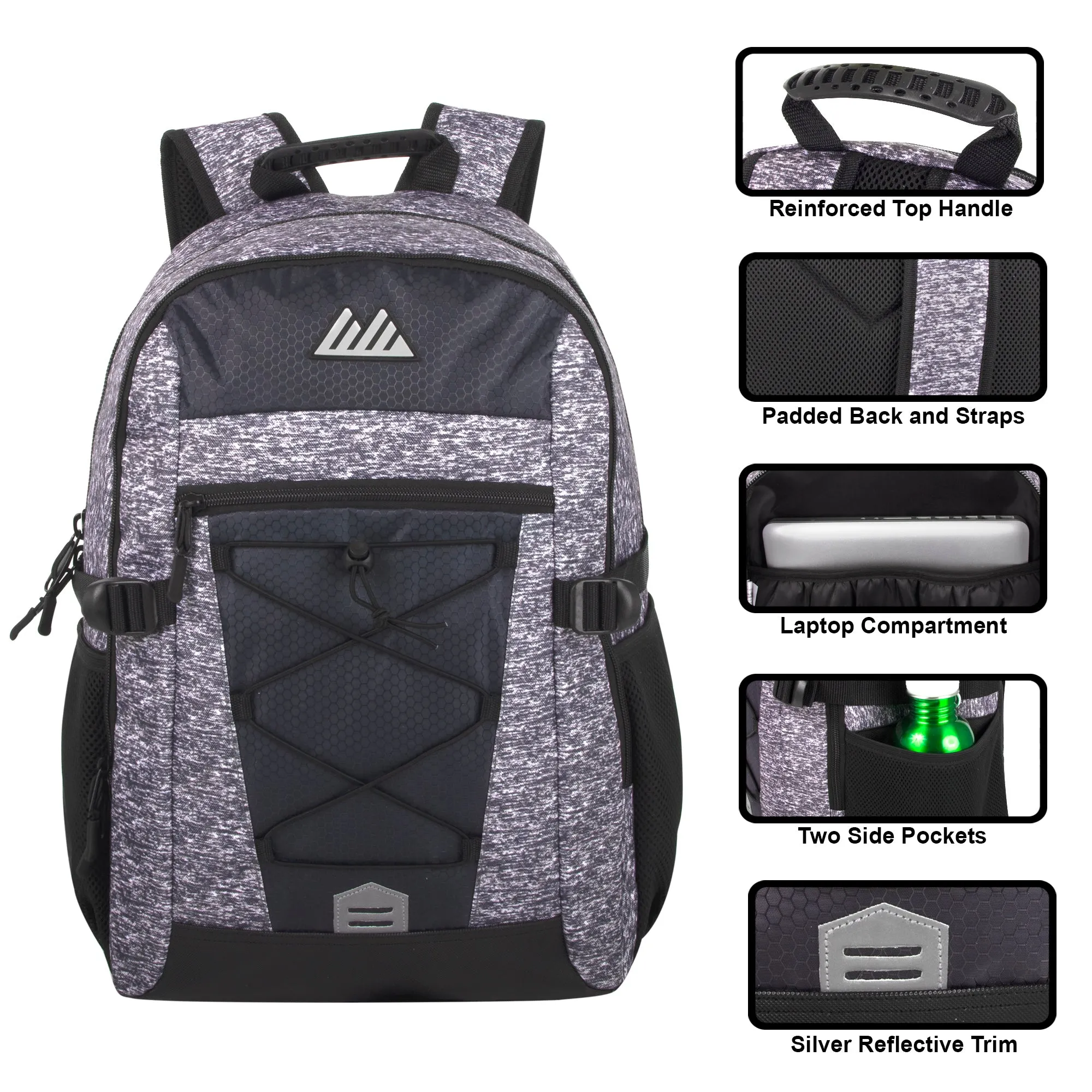 Wholesale 48cm Heather Bungee Backpack 32L Capacity With Laptop Sleeve